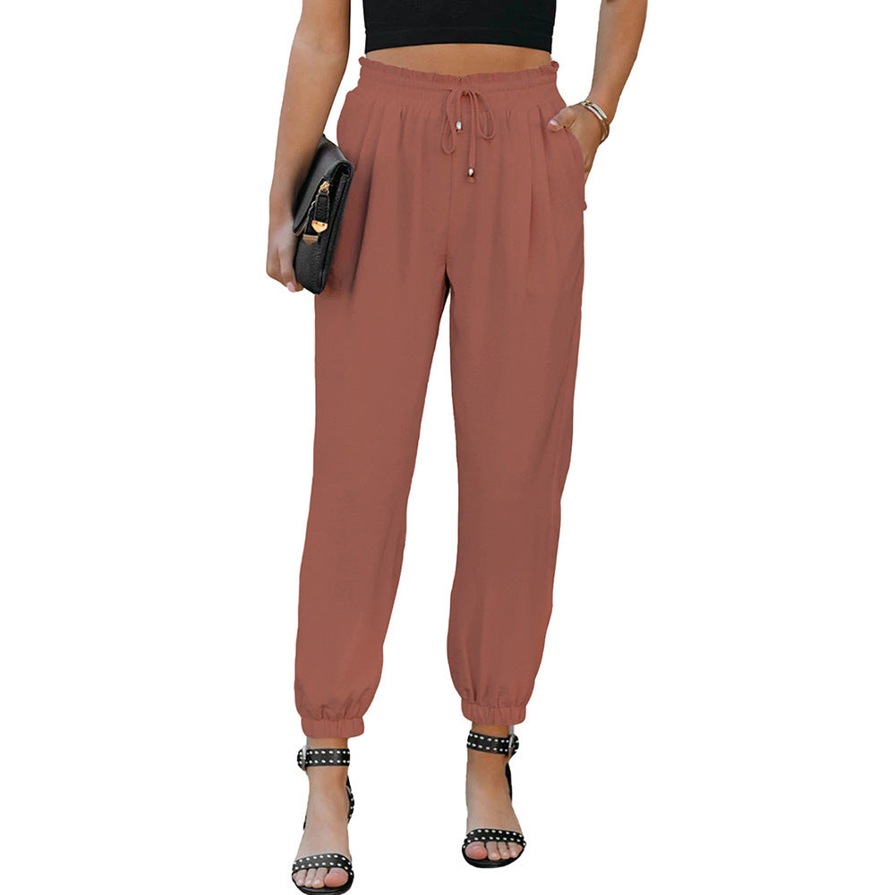 Damen Lässige Freizeithose mit Elastischem Bund und Praktischen Taschen R&B