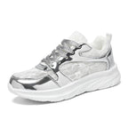 Damen Sneaker mit glänzendem Obermaterial und spitzenförmigem Design