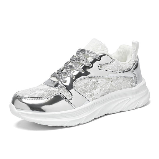 Damen Sneaker mit glänzendem Obermaterial und spitzenförmigem Design R&B