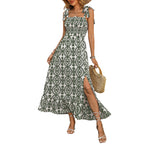 Damen Maxikleid mit schulterfreiem Design und floralem Muster R&B
