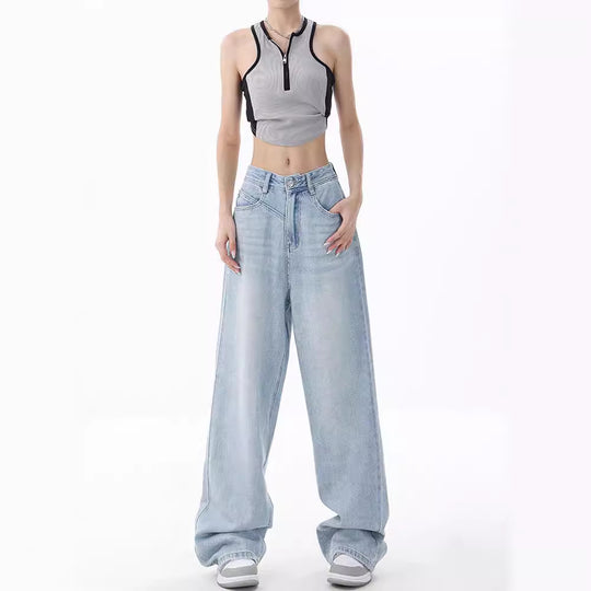Damen Weite High-Waist Jeans mit lässigem Schnitt und modernem Design R&B