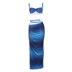 Damen Set mit crop Top und langem Rüschenrock R&B