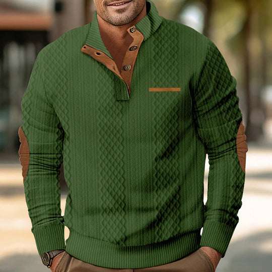 Herren Strickpullover mit modernem Kragen und strukturierter Oberfläche R&B