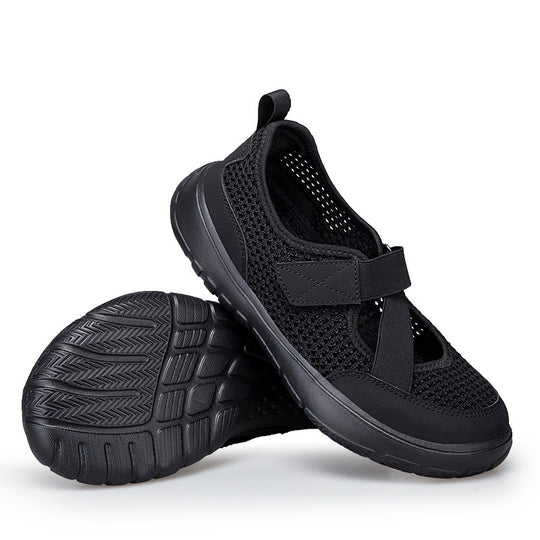 Damen nan atmungsaktive Strick-Riemchensneaker mit Klettverschluss gepolsterter Komfortsohle und flexibler Profillaufsohle R&B