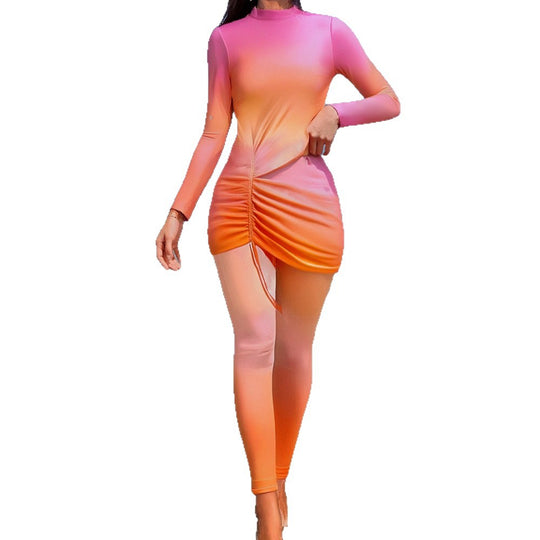 Damen sportlicher Badeanzug mit asymmetrischem Rock R&B