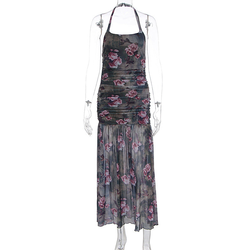 Damen Schulterfreies Maxikleid mit elastischen Rüschendetails R&B