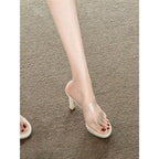 Damen transparente High Heel Sandalen mit elegantem Blockabsatz R&B