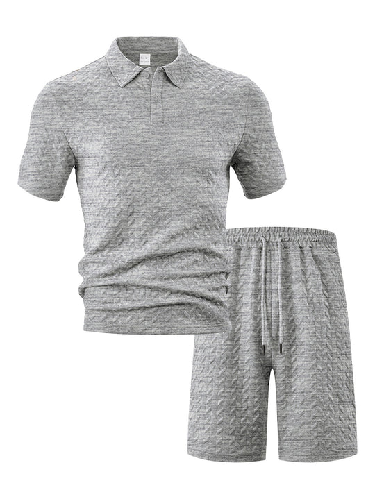 Herren nan strukturiertes Polo-Set aus atmungsaktiver Baumwollmischung R&B
