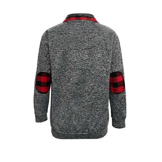 Damen Pullover mit Kragen und kariertem Detail R&B