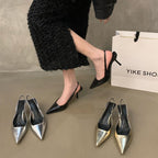Damen Slingback Pumps aus hochwertigem Metallic-Leder R&B