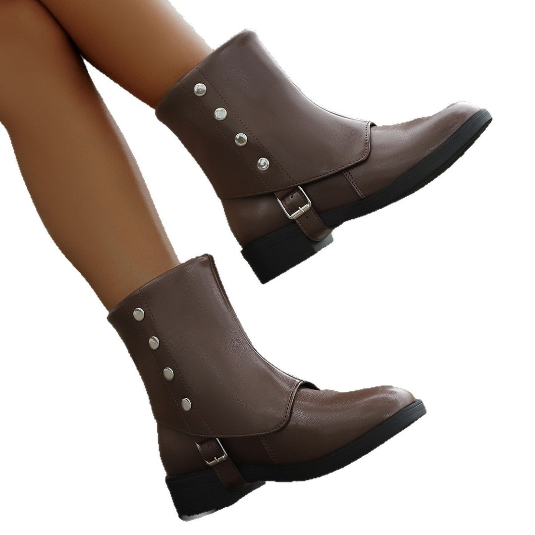 Damen Modische Ankle Boots mit praktischer Druckknopfverzierung und weichem Innenfutter R&B