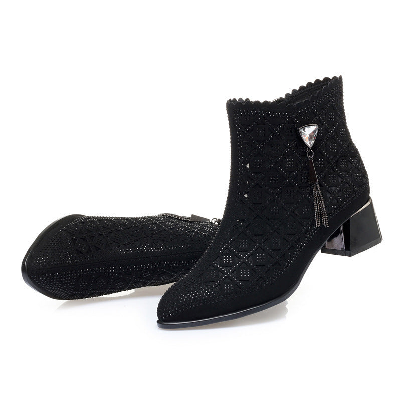 Damen Stiefeletten mit elegantem Lochdesign und raffiniertem Schmuckdetail R&B