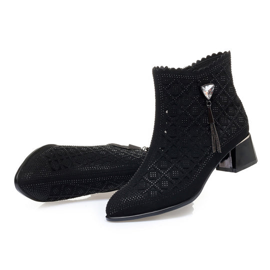 Damen Stiefeletten mit elegantem Lochdesign und raffiniertem Schmuckdetail R&B