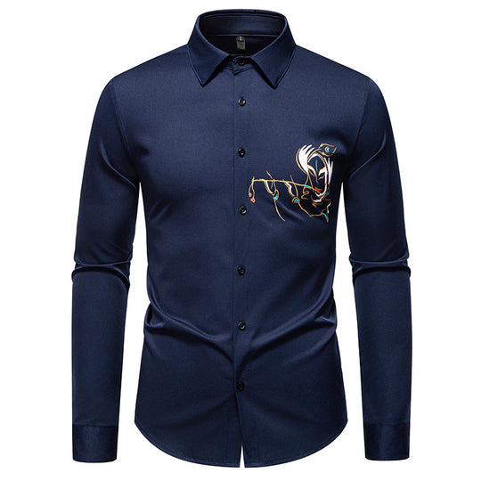 Herren Langarmhemden mit einzigartigem Stickdesign R&B