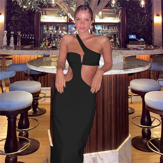 Damen Off-Shoulder Abendkleid mit asymmetrischer Ausschnitt R&B