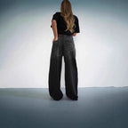 Damen Weit geschnittene Jeans mit modischem High-Waist Design und einzigartiger Waschung R&B