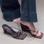 Damen Wedge-Sandalen mit trendigem Leopardenmuster R&B