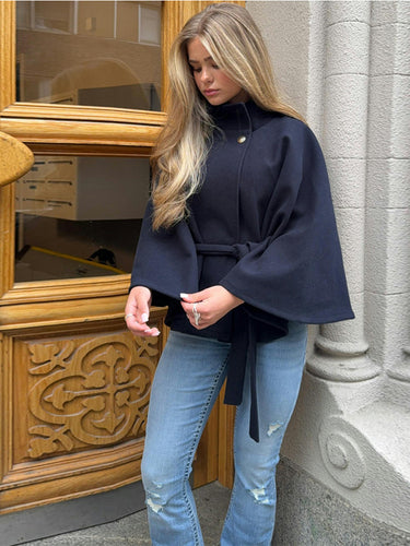 Damen Modernes Cape mit Taillengürtel R&B