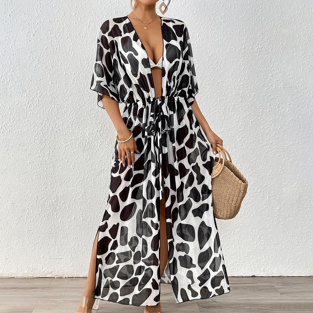 Damen modischer Strandkaftan mit seitlichem Kordelzug R&B