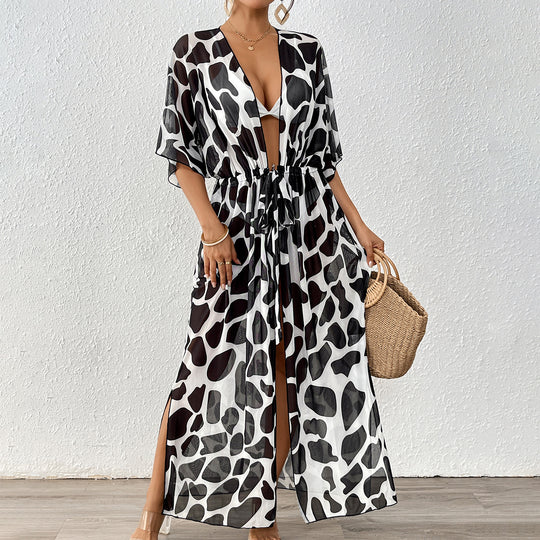 Damen modischer Strandkaftan mit seitlichem Kordelzug R&B