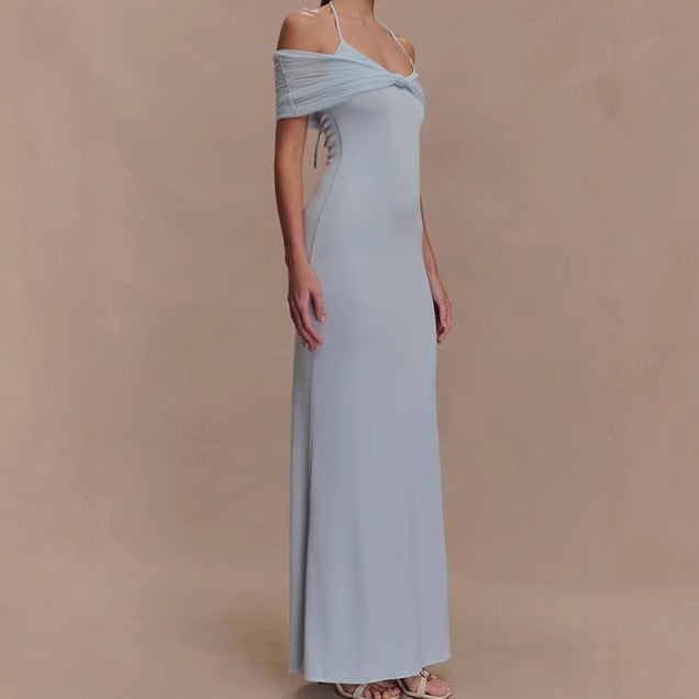 Damen Elegantes Maxikleid mit raffiniertem Schulterdesign R&B