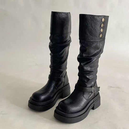 Damen Mode Stiefel mit eleganten Riemen und lässigem Design R&B