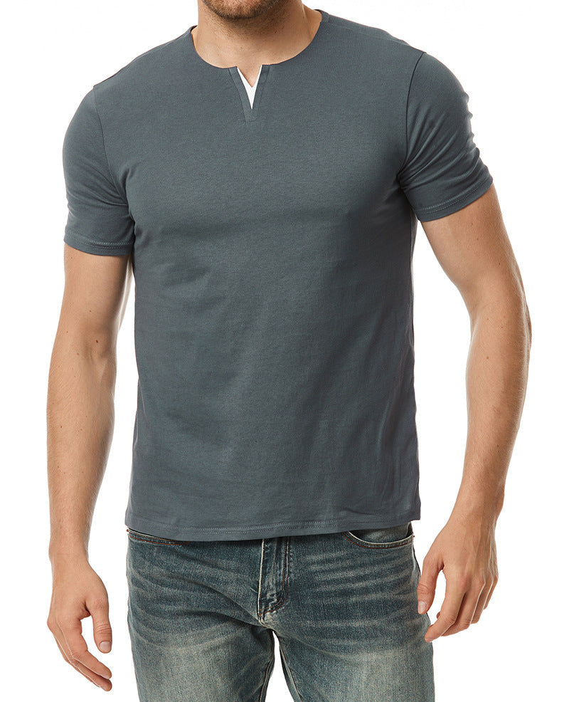 Herren Kurzarm-Henley-Shirt mit modernem Ausschnitt und bequemer Passform