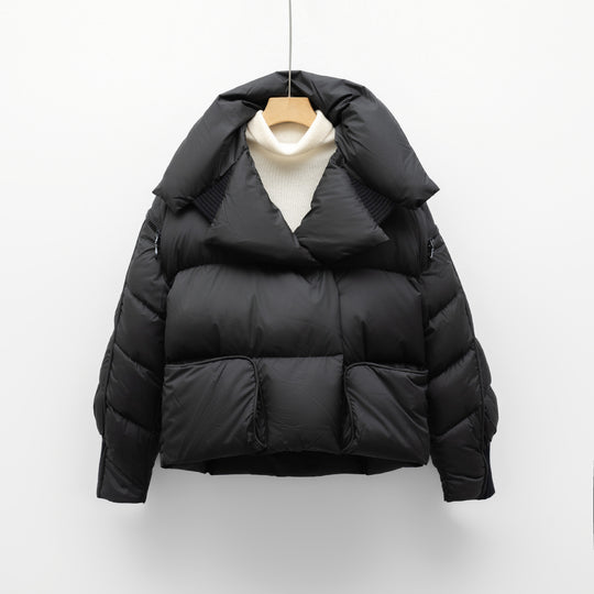 Damen modische verkürzte Steppjacke mit hoch geschlossenem Kragen und praktischen Taschen R&B