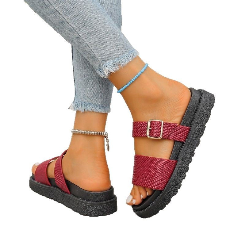 Damen Riemchen-Sandalen mit gepolstertem Fußbett und modischen Schnallen R&B