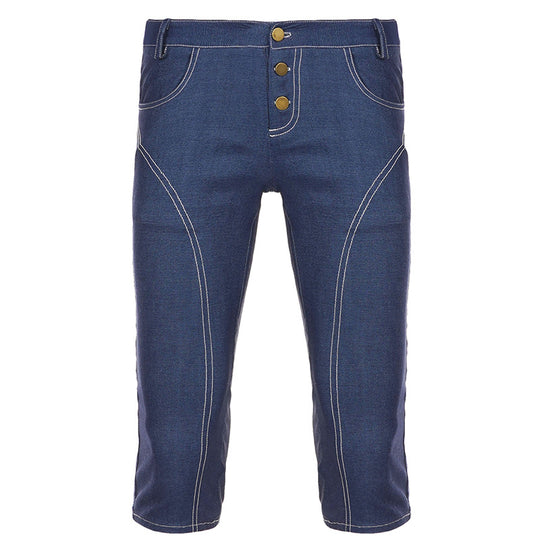 Damen Komfortable Caprijeans mit dekorativen Knöpfen R&B