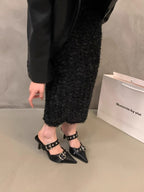 Damen elegante Slingback Pumps mit modischem Schnallen-Design R&B