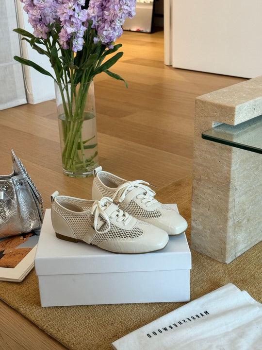 Damen sportive Ballerinas mit atmungsaktivem Netzdesign und glänzender Oberfläche R&B