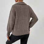Damen modischer Pullover mit hochgeschlossenem Kragen und Reißverschluss R&B