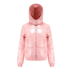 Damen glänzende Winterjacke mit Kapuze – Wasserabweisend & Wärmeisoliert – R&B