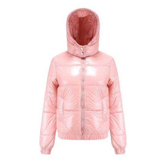 Damen glänzende Winterjacke mit Kapuze – Wasserabweisend & Wärmeisoliert – R&B