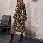 Damen Blütenmuster Maxikleid mit verstellbarem Ausschnitt R&B