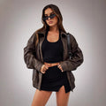 Damen Sportliche Oversized jacke mit praktischen Taschen und elastischem Saum R&B