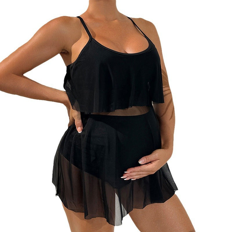 Damen Sportliches Bade-Set mit leichtem, schwingendem Überrock R&B