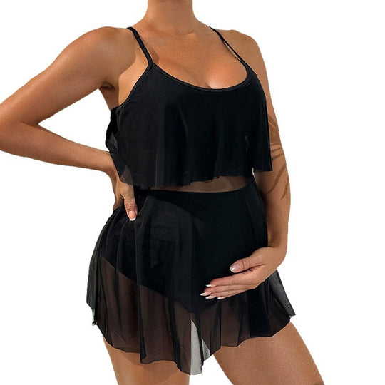 Damen Sportliches Bade-Set mit leichtem, schwingendem Überrock R&B