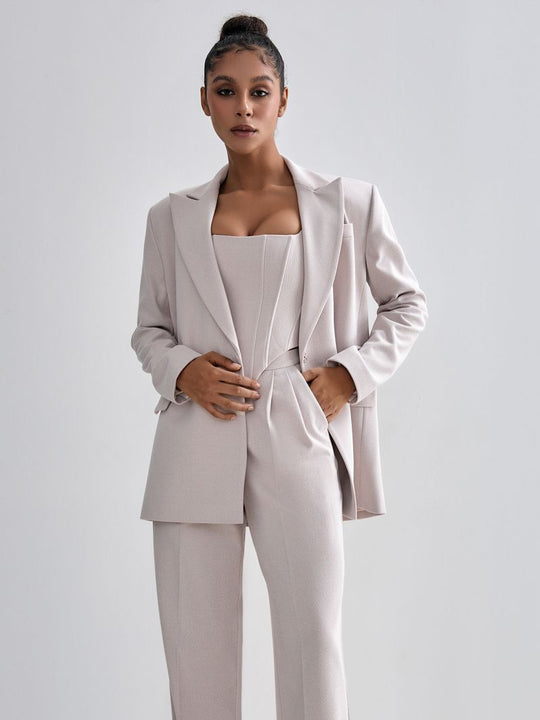 Damen stilvolles Tailleur-Set mit tailliertem Oberteil R&B