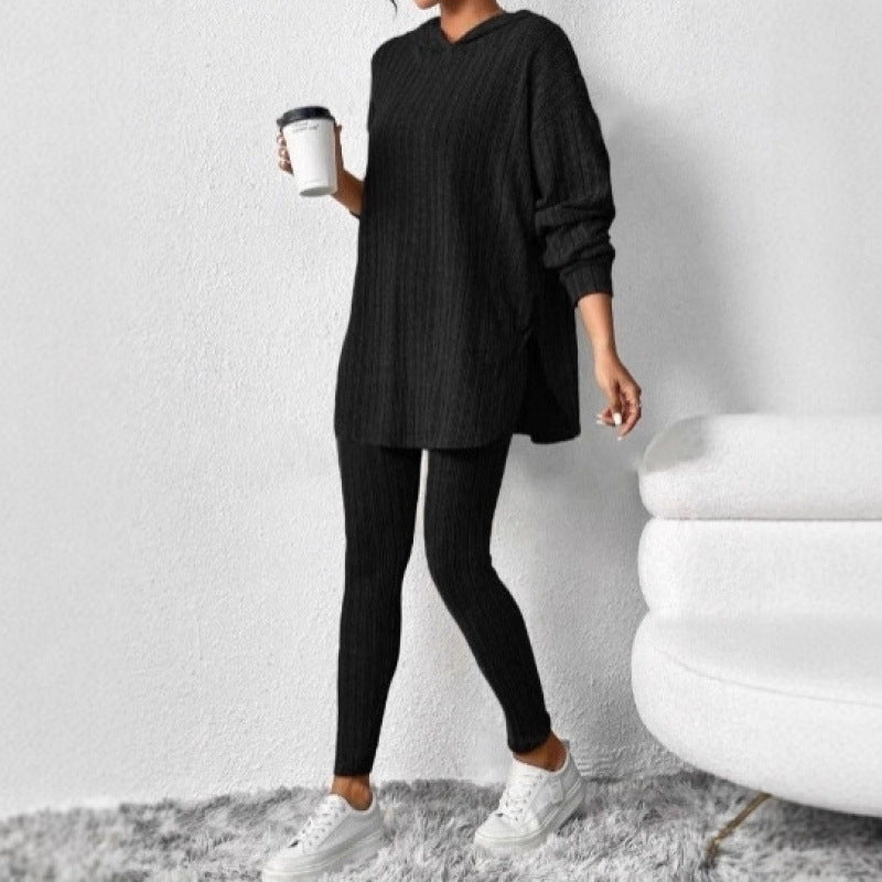 Damen Bequemes Lounge-Set mit Kapuze und schmalen Hosen R&B