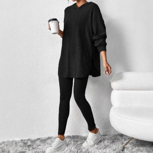Damen Bequemes Lounge-Set mit Kapuze und schmalen Hosen R&B