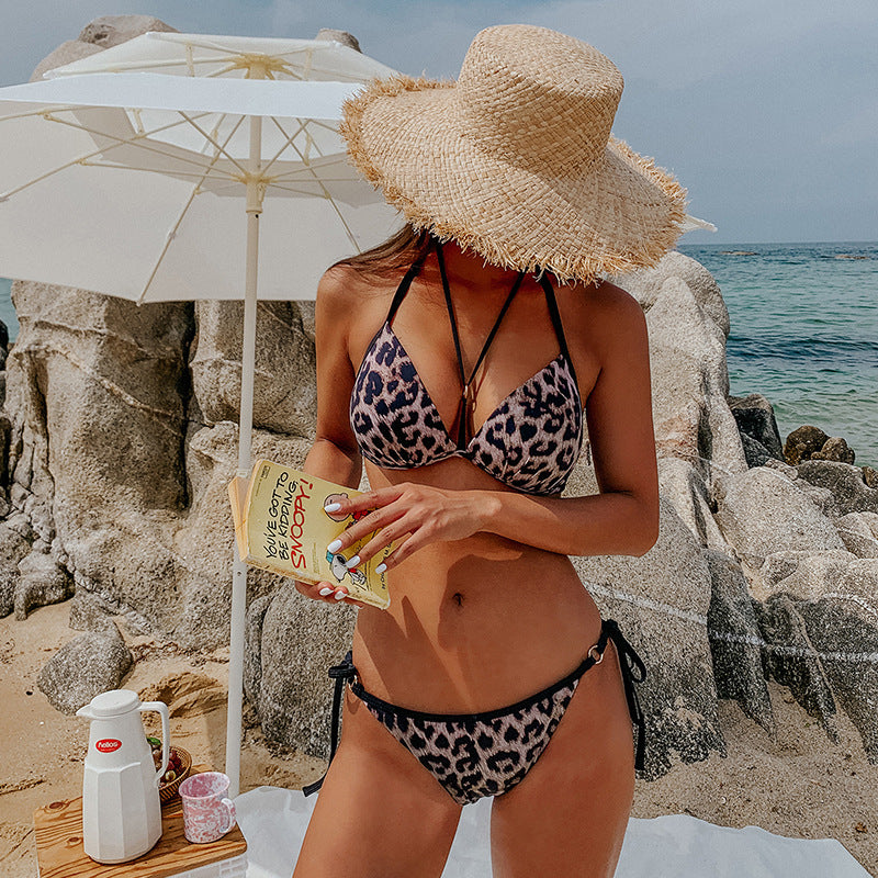 Damen Bikini-Set mit modischem Leopardenmuster und verstellbaren Trägern R&B