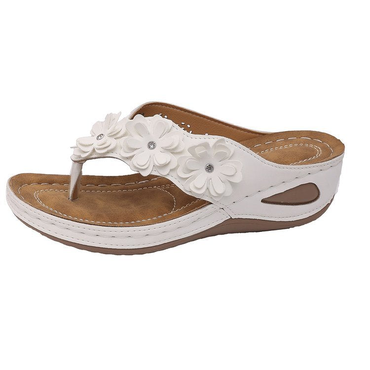 Damen Dekorative Zehentrenner mit floralem Design und gepolsterter Sohle R&B