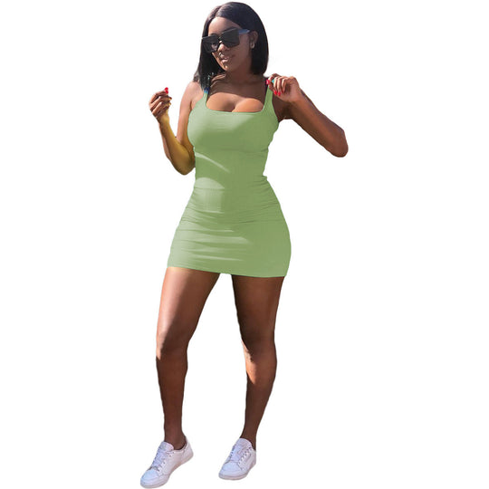 Damen Figurbetontes Minikleid mit schmalen Trägern und Rippstruktur R&B