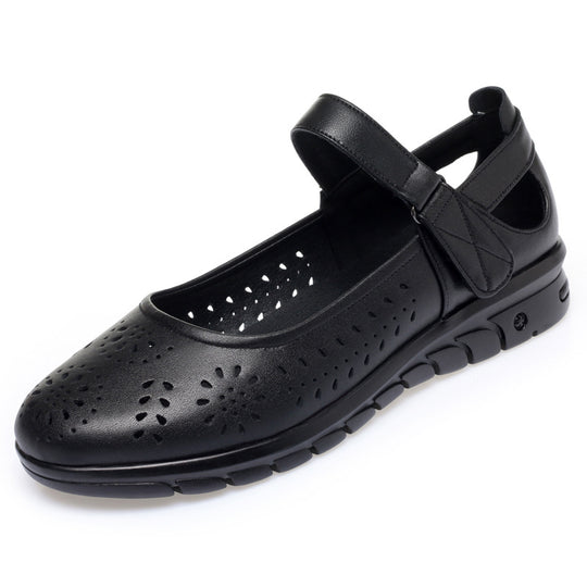 Damen Atmungsaktive Ballerinas mit verstellbarem Riemen und modischem Lochmuster R&B