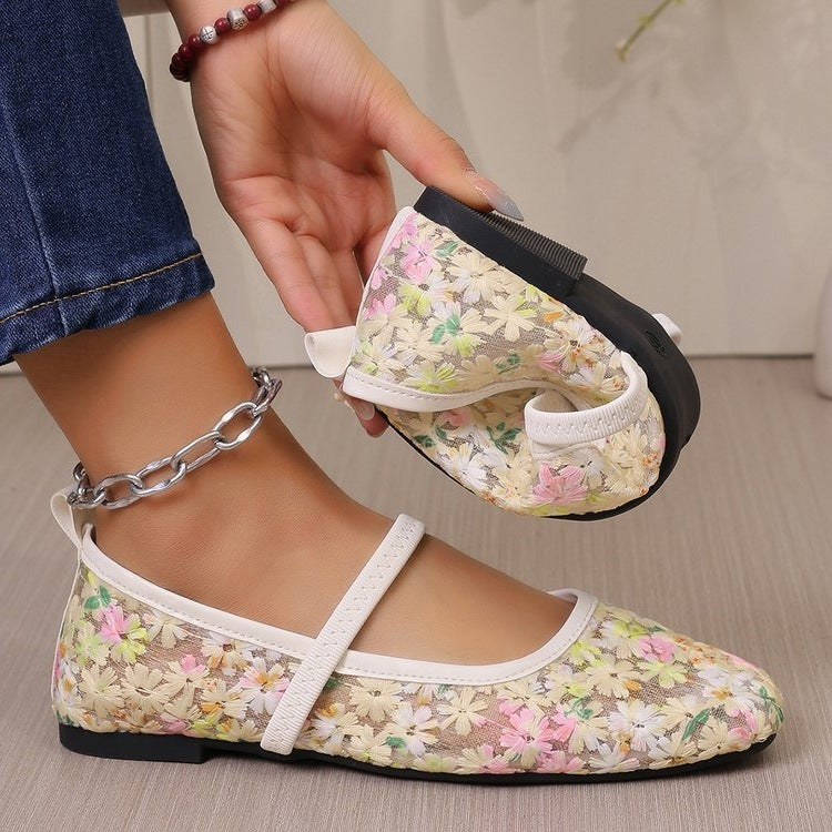 Damen Ballerinas mit zartem Blumenmuster und flexiblem Fußbett R&B