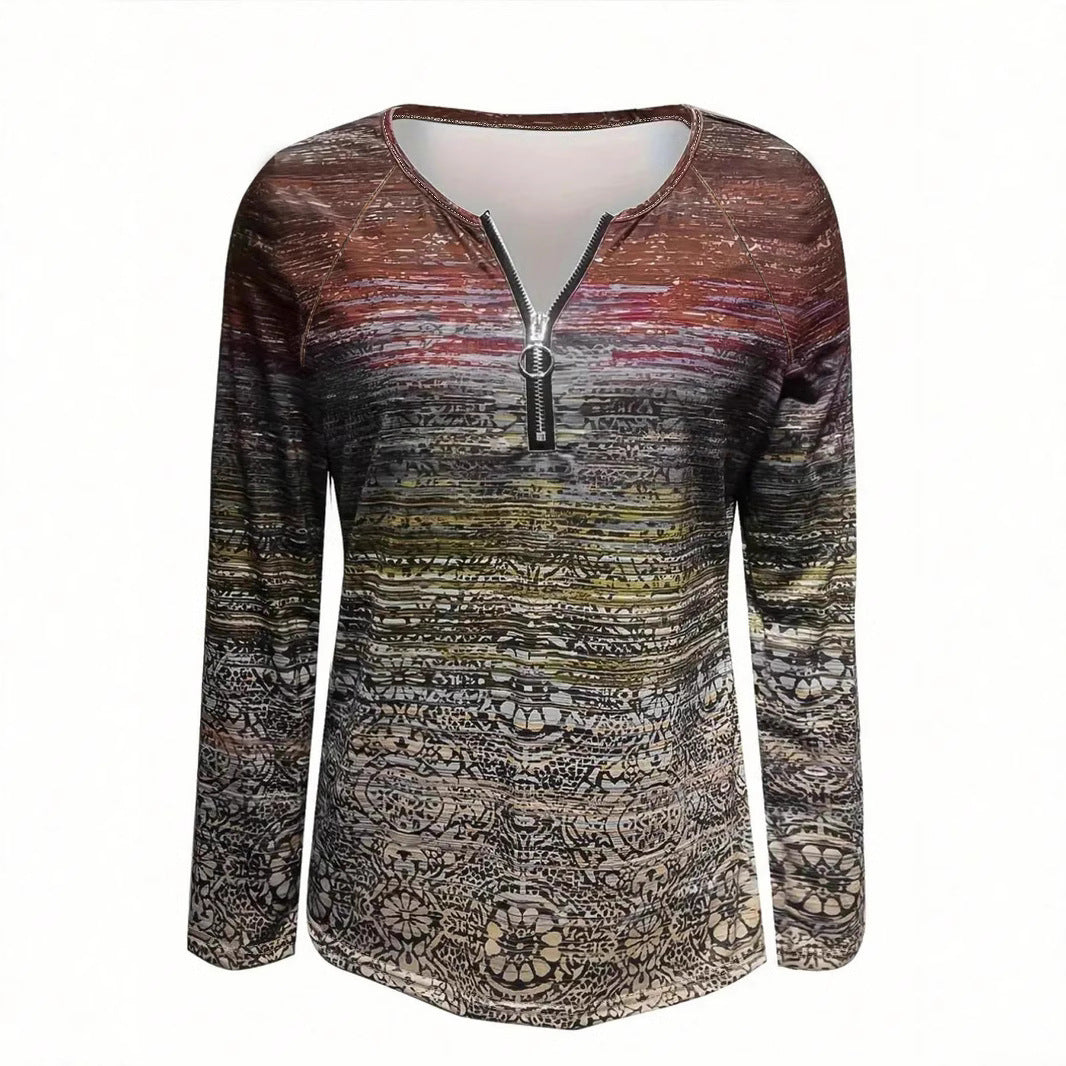 Damen Pullover mit Reissverschluss und strukturiertem Design R&B