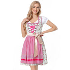 Damen nan traditionelles Dirndlkleid mit Herzausschnitt, korsettähnlicher Schnürung und kariertem Schürzenrock R&B