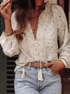 Damen bestickte Bluse mit eleganten Details R&B